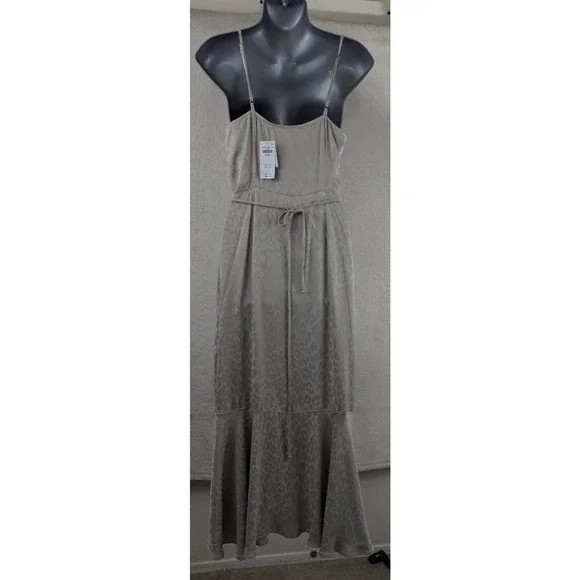 Abercrombie sz M Satin Wrap Dress animal print gray sleeveless tank 0625 - Picture 4 of 7